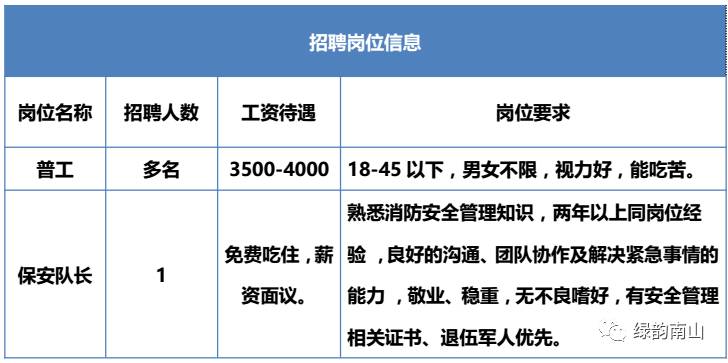 南山城镇最新招聘信息汇总