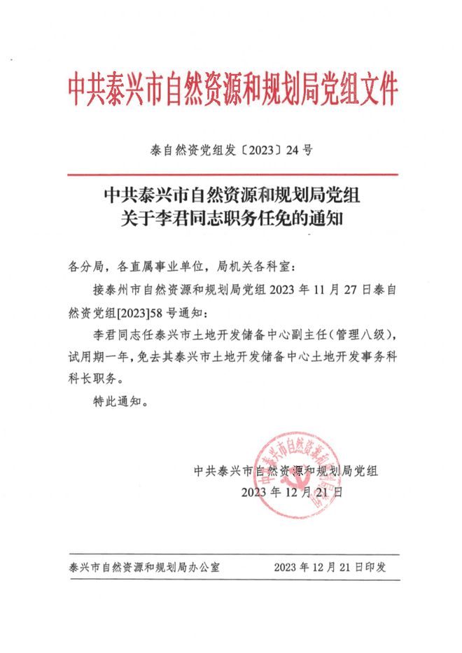 鹿邑县自然资源和规划局人事任命公告发布