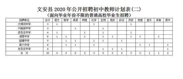 文安县初中最新招聘公告概览